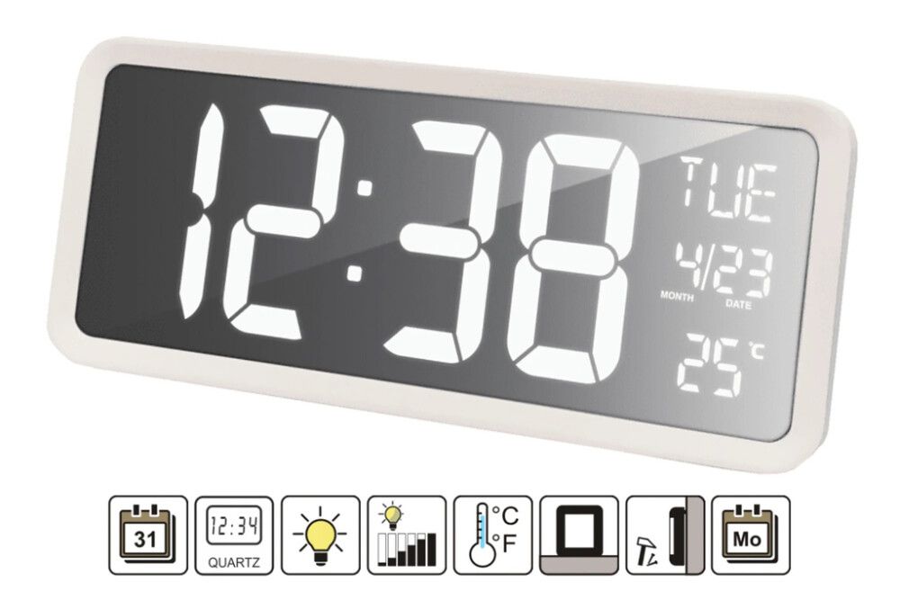 Digitaalinen herätyskello Technoline WS 8130 valkoinen 36,8 x 15,8 cm