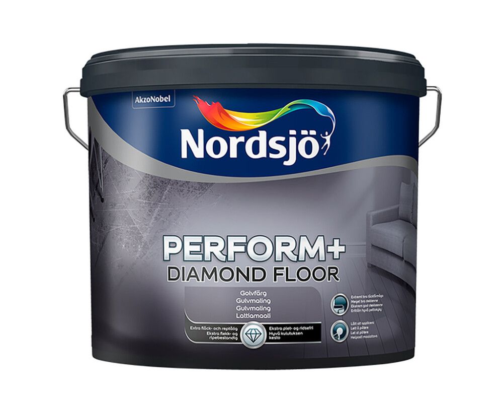 Lattiamaali Nordsjö Perform+ Diamond Floor Valkoinen 2,5 l