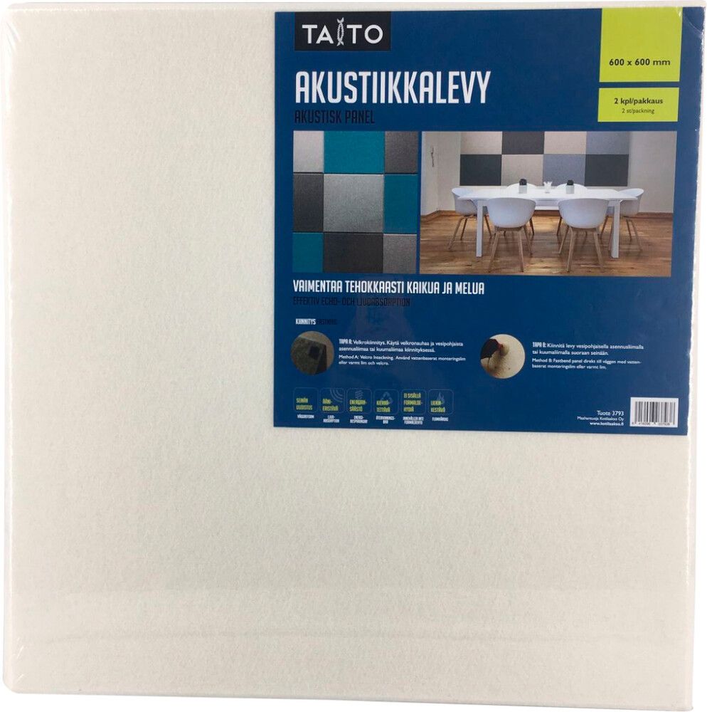Akustiikkalevy Valkoinen 600 x 600 mm