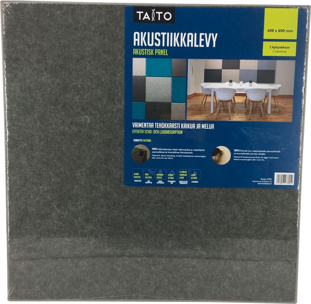 Akustiikkalevy Tummanharmaa 600 x 600 mm