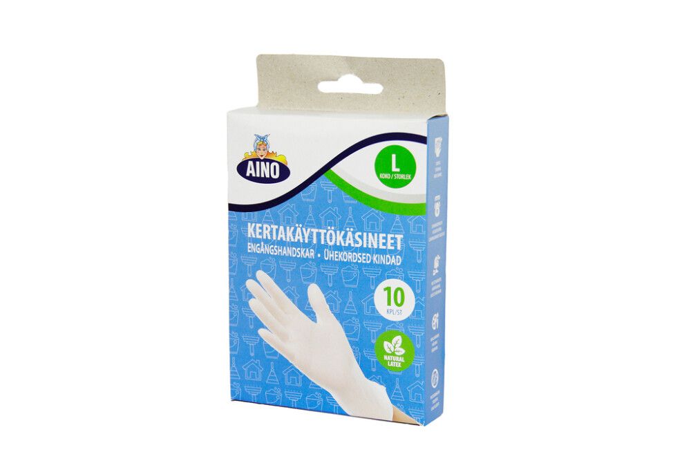 Lateksikäsine Aino L-koko 10 kpl/pkt