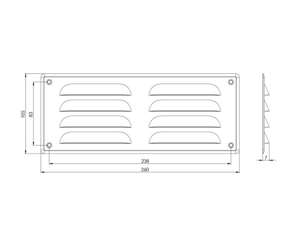 Säleikkö metalli-, Europlast 260 x 105 mm, valkoinen