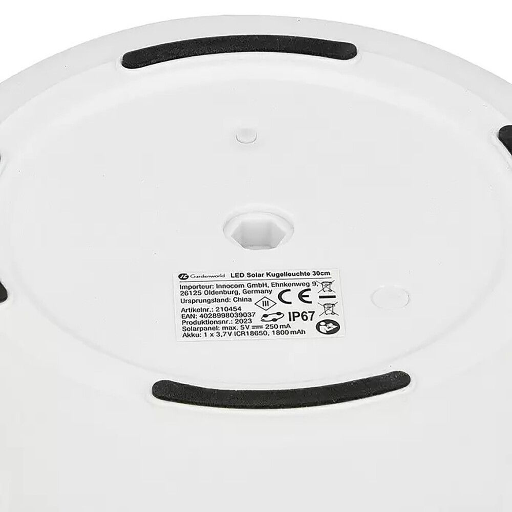 Solarpallo valkoinen Ø 30 x 27 cm IP67