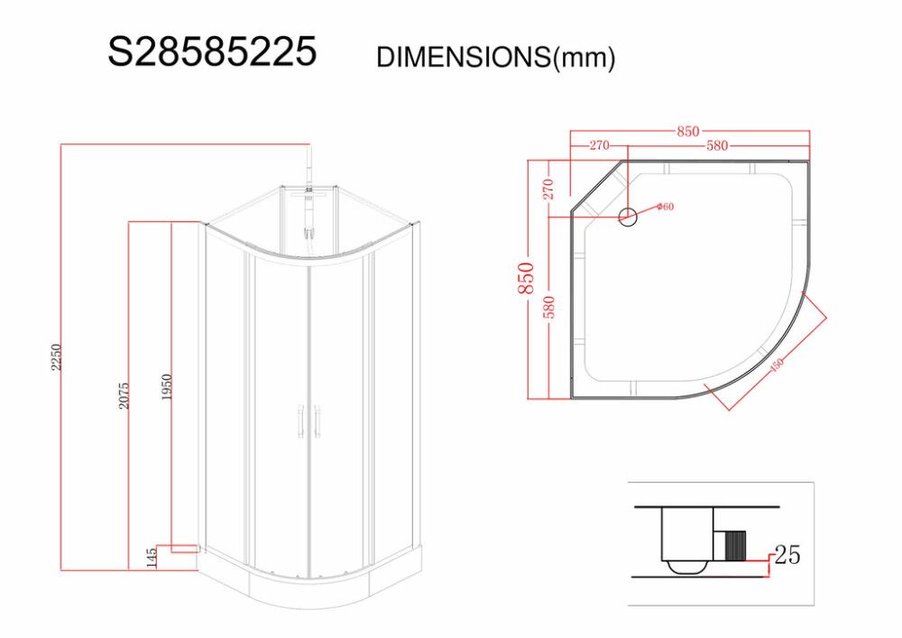 Suihkukaappi Harma White Onyx 85 x 85 cm