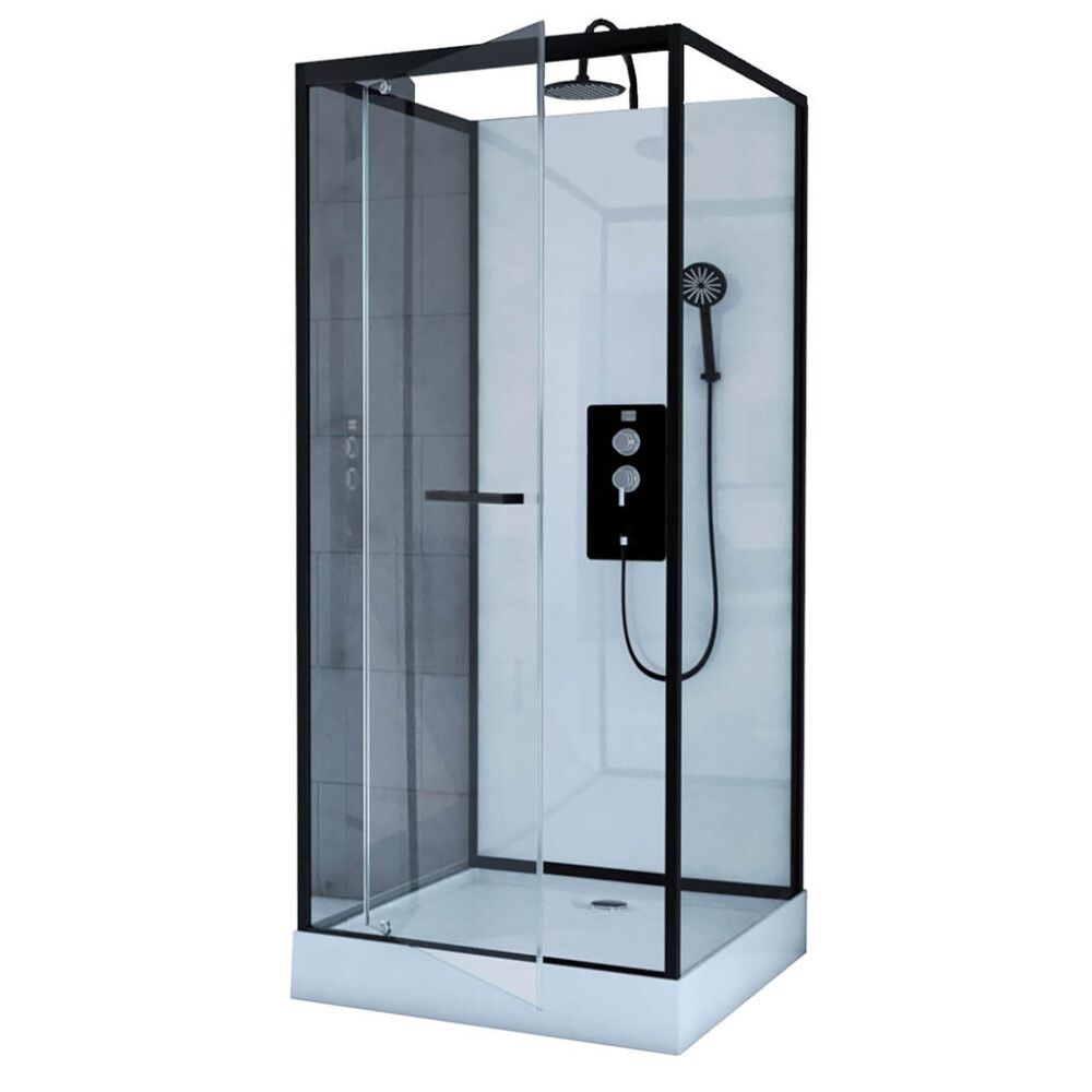 Suihkukaappi Harma Cube Musta/Valkoinen 80 x 80 x 210-230 cm