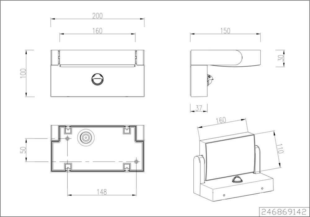 Ulkoseinävalaisin Trio Kansas liiketunnistimella antrasiitti 20 x 10 cm