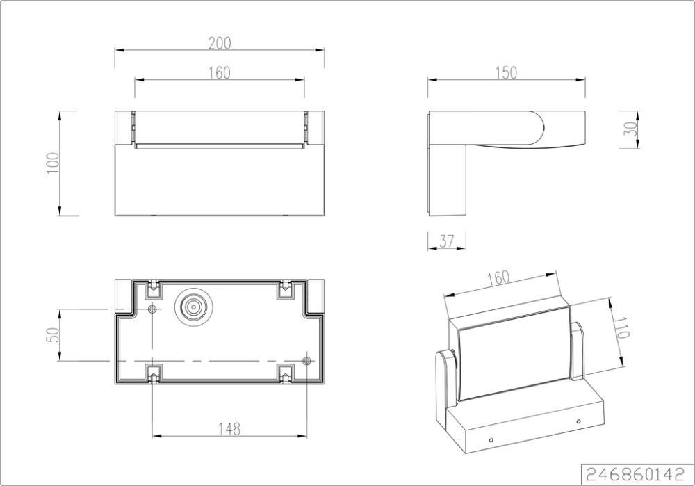 Ulkoseinävalaisin Trio Kansas antrasiitti 20 x 10 cm