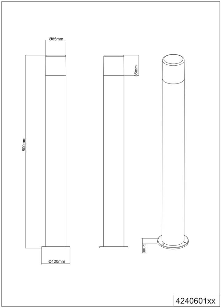 Ulkoseinävalaisin Trio Hoosic mattamusta 80 x Ø 12 cm