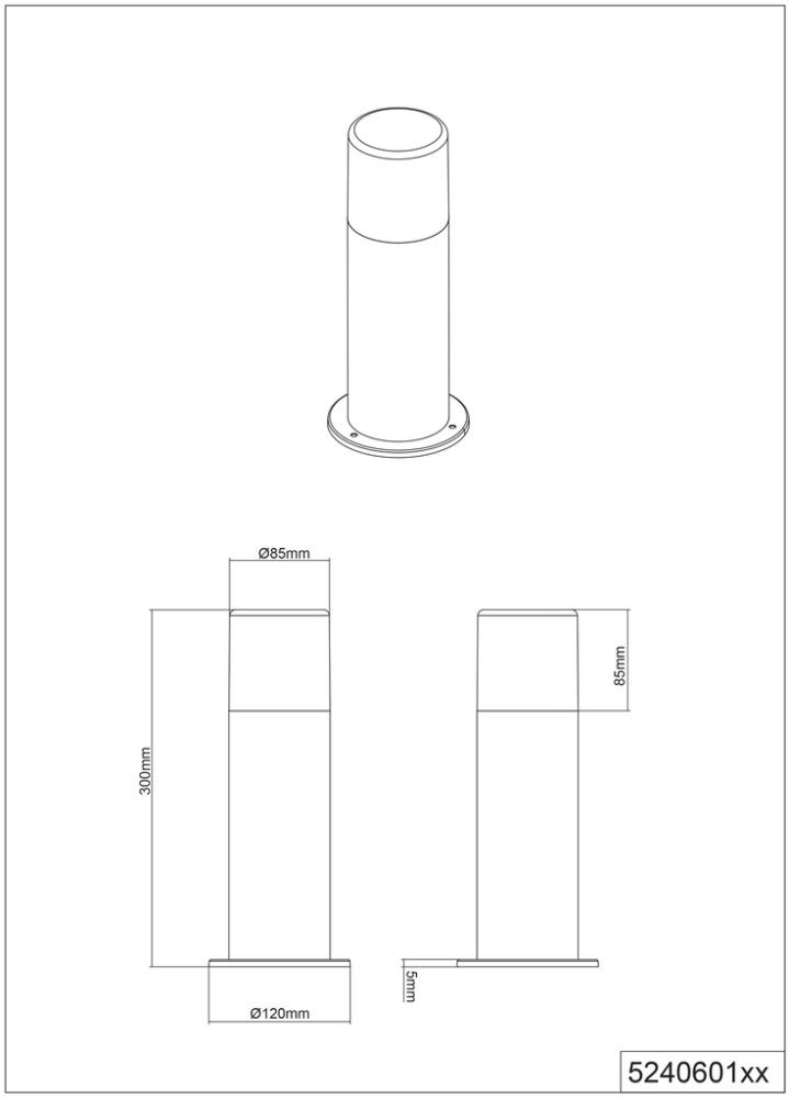 Ulkoseinävalaisin Trio Hoosic mattamusta 30 x Ø 12 cm