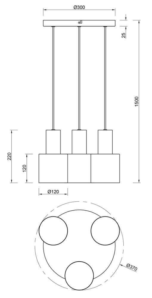 Riippuvalaisin Trio Agudo Ø 37 cm