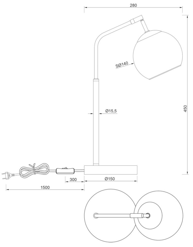Pöytävalaisin Trio Paxton kromi 45 cm