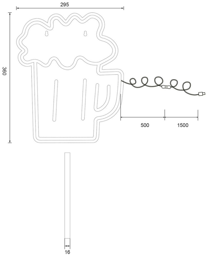 Neonkyltti Trio Beer 29,5 x 36 cm