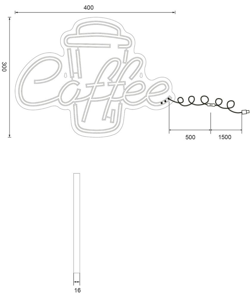 Neonkyltti Trio Coffee 40 x 30 cm