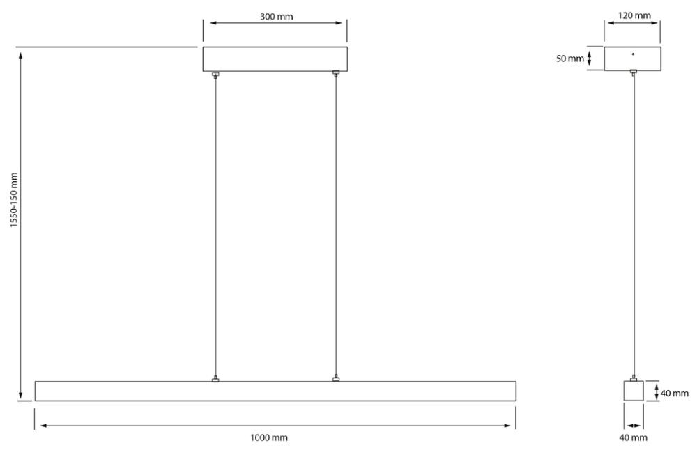 Riippuvalaisin Aneta Linea vaalea puu 100 cm