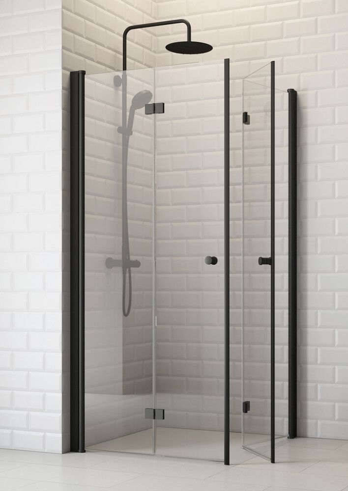 Taittuva suihkukulma Corniche Elsa musta/kirkas 90 x 90 x 190 cm