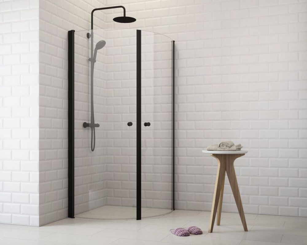 Puolipyöreä suihkukulma Corniche Elsa musta/kirkas 90 x 90 x 190 cm