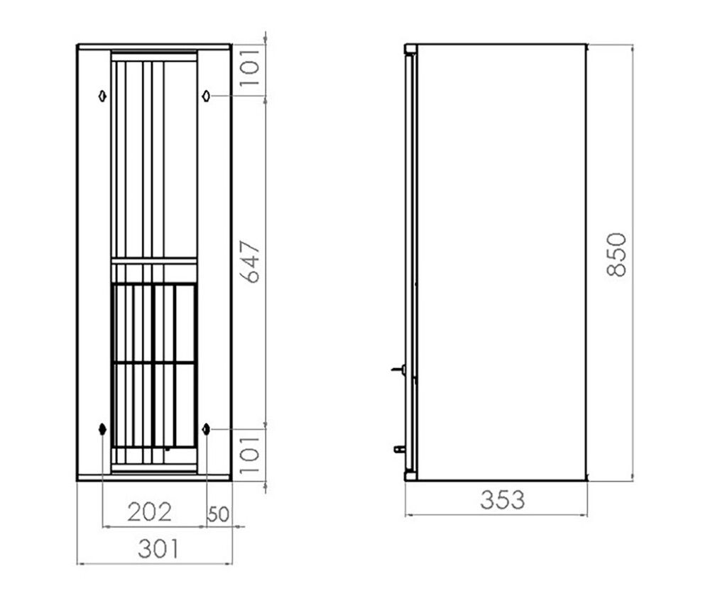 Pyykkikaappi Polaria PYK300 Ylä Oikea