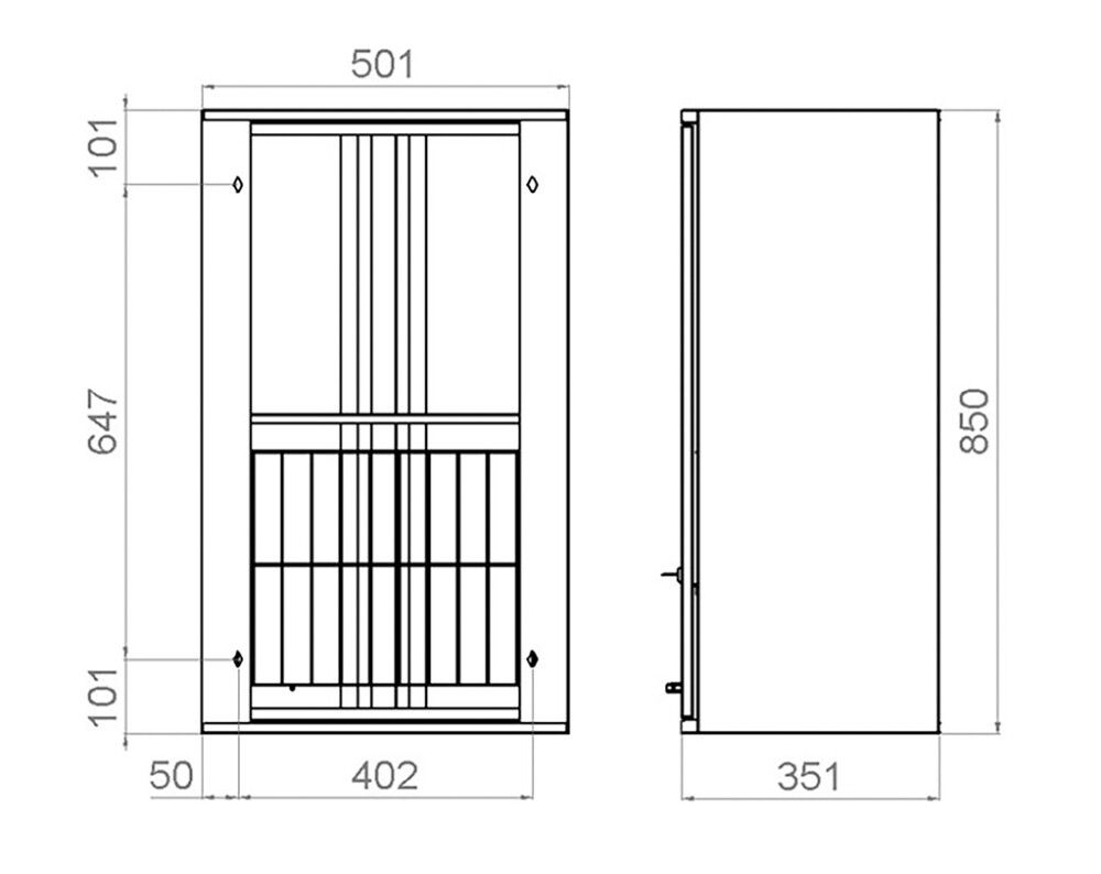 Pyykkikaappi Polaria PYK500 Ala Vasen