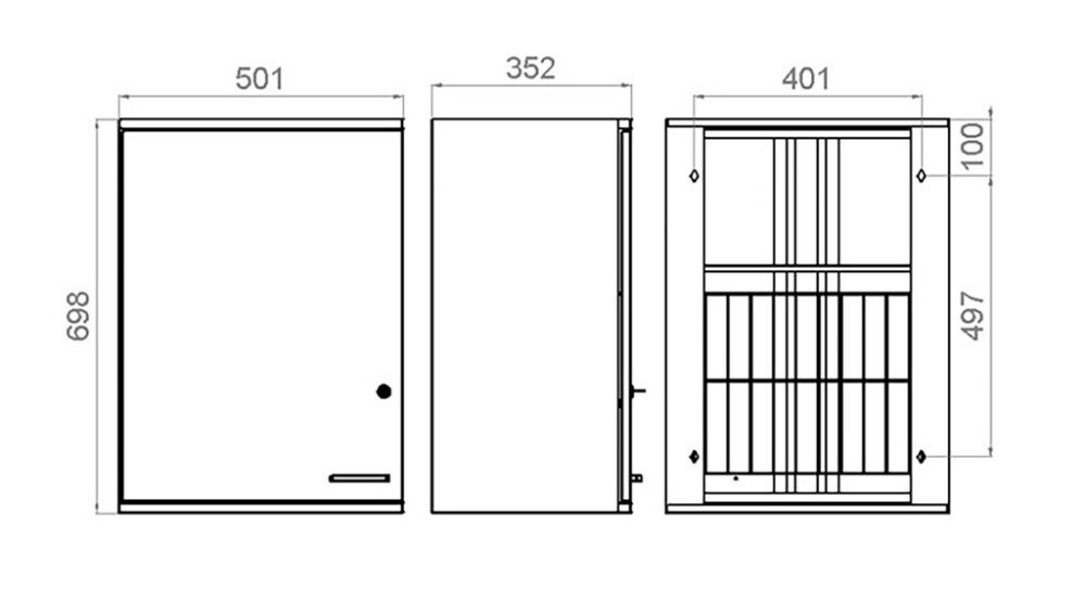 Pyykkikaappi Polaria PYK400/700 Ylä Oikea