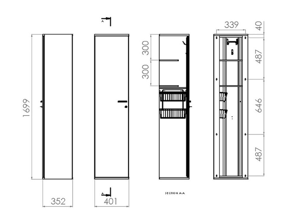 Siivouskaappi Polaria SIK400 Salpa Vasen