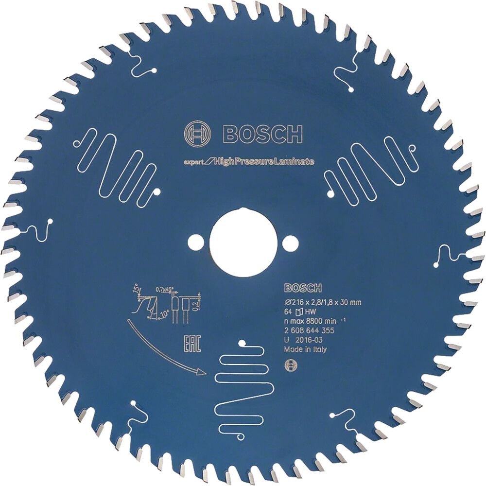 Pyörösahanterä Bosch korkeapainelaminaatti 216 x 30 - 64