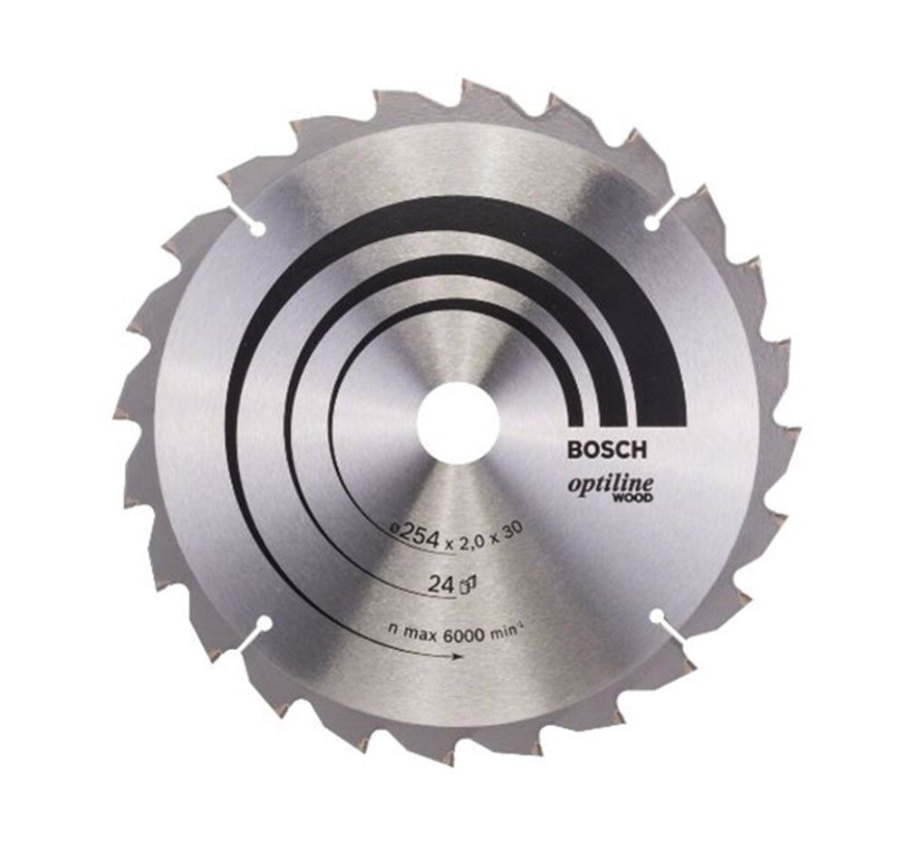 Pyörösahanterä Bosch Optiline Wood 254 x 2,0 x 30 mm T24