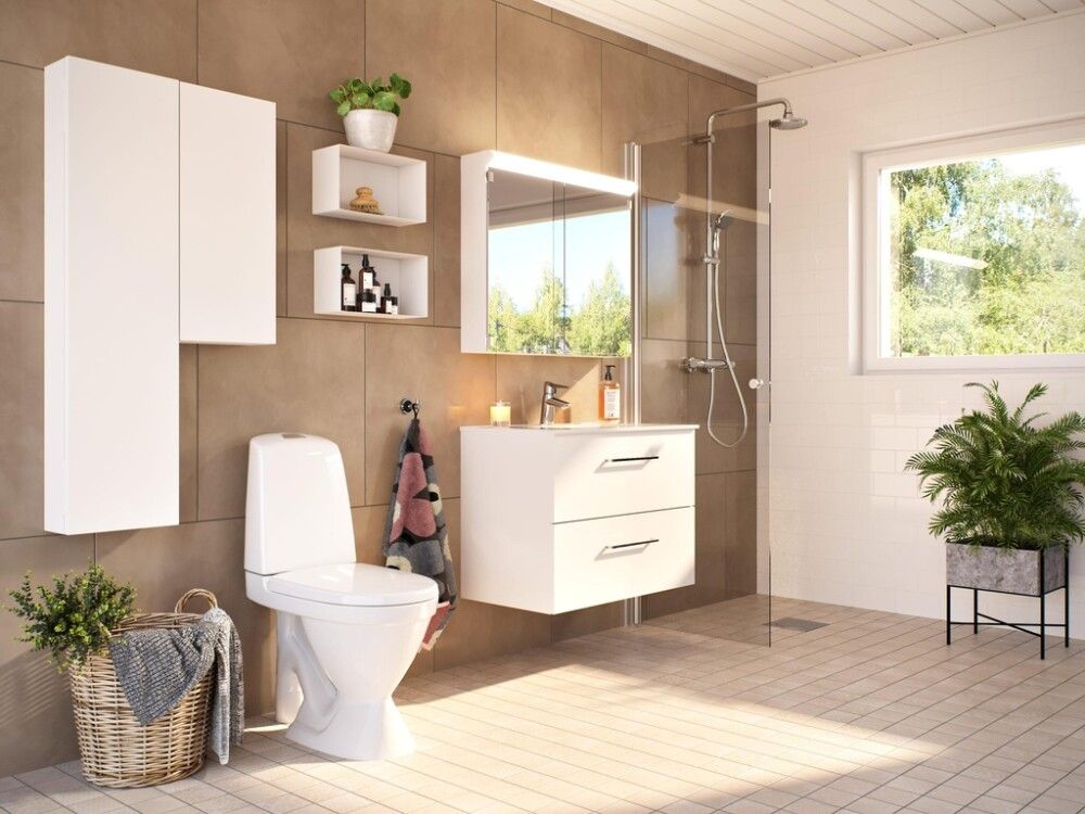 Pesuallas Noval kiiltävä valkoinen 60 x 46 x 18 cm