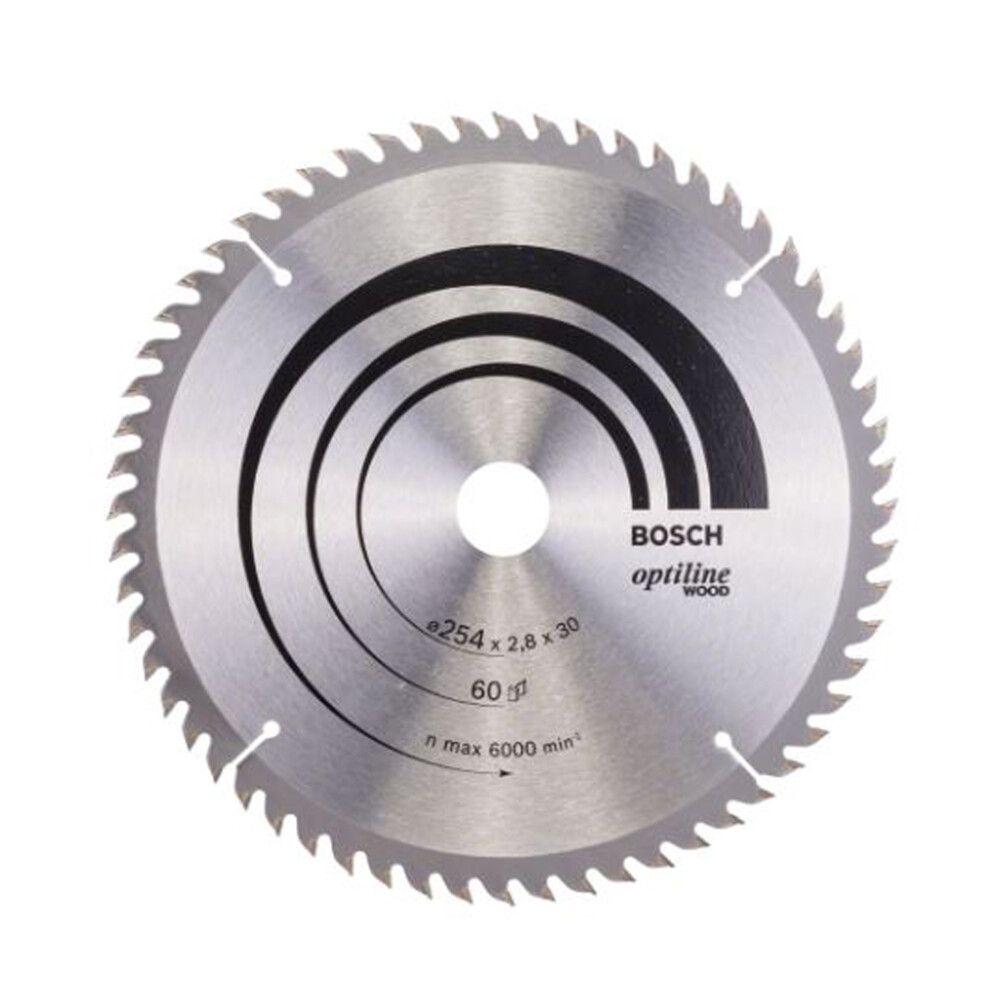 Pyörösahanterä Bosch Optiline Wood 254 x 2,8 mm T60