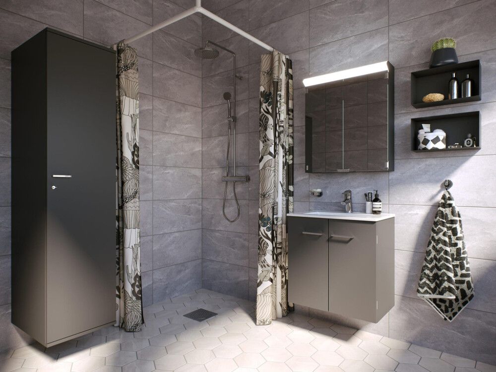 LED-valaisinpeilikaappi Polaria Lumena 550 Harmaa 70 x 55 x 17,5 cm