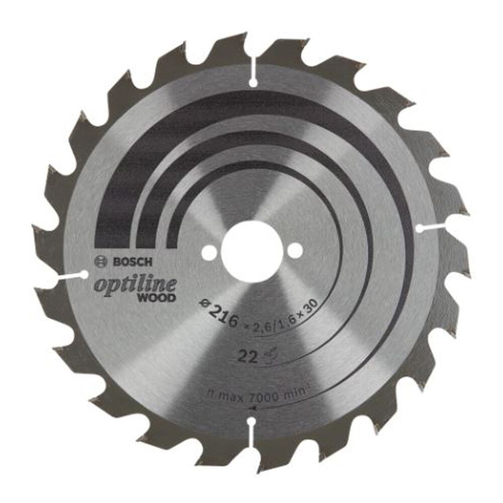 Pyörösahanterä Bosch Optiline Wood 216 x 2,6 mm T22