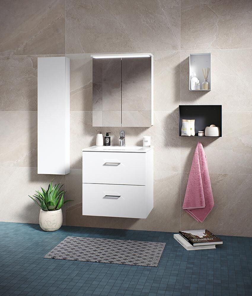 LED-valaisinpeilikaappi Polaria Klara 600 Vasen VVS Valkoinen 70 x 60 x 19 cm