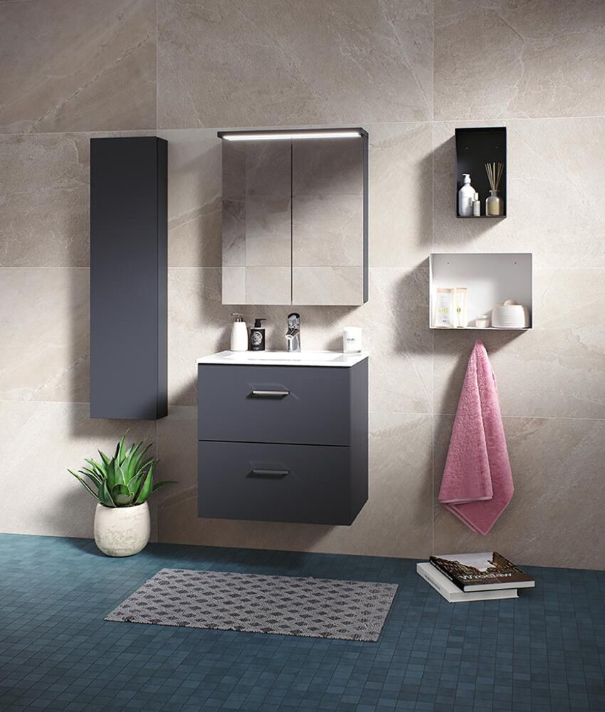 LED-valaisinpeilikaappi Polaria Klara 500 Oikea VVS Harmaa 70 x 50 x 19 cm