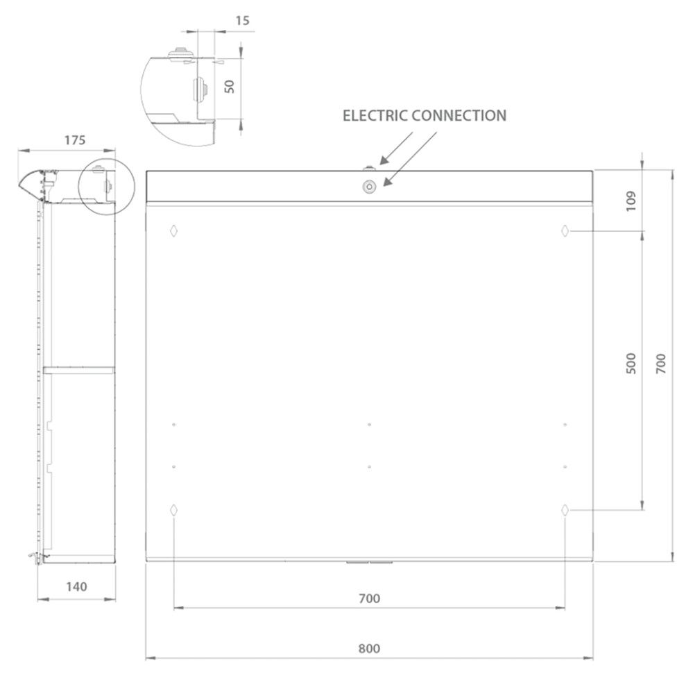 Valaisinpeilikaappi Polaria Lumen oikea vikavirtasuojattu valkoinen 80 cm
