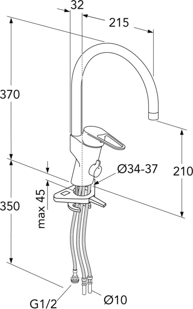 Keittiöhana Gustavsberg New Nautic astianpesukoneen venttiilillä