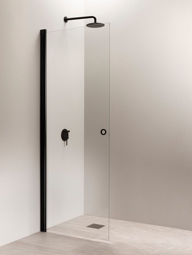 Kääntyvä suihkuseinä Vihtan Puro 3 rengasvedin kirkas musta