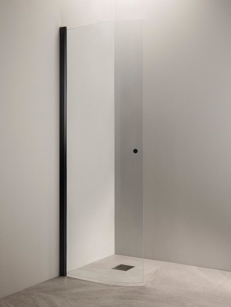 Kaareva suihkuseinä Vihtan Puro 4 kirkas 2035 mm musta