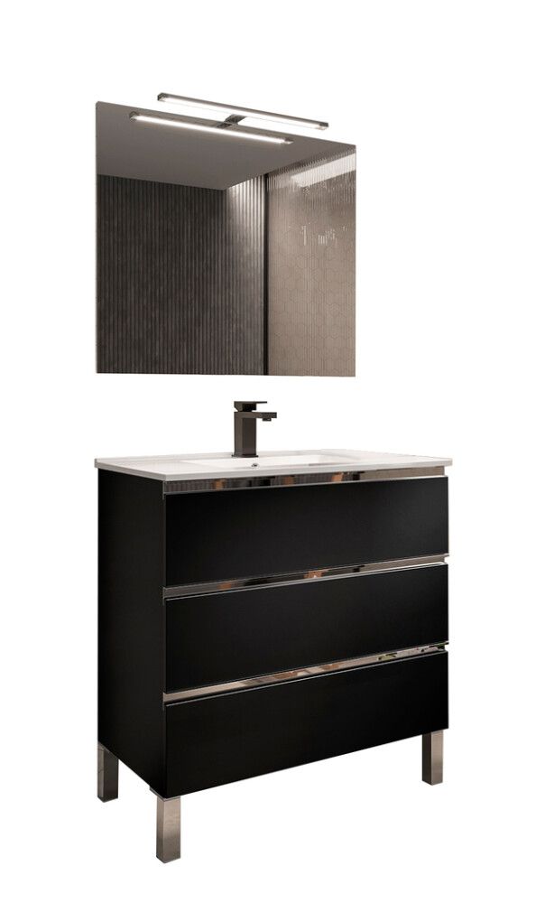 Kylpyhuonekaluste Ordonez Malaga mattamusta 80 cm