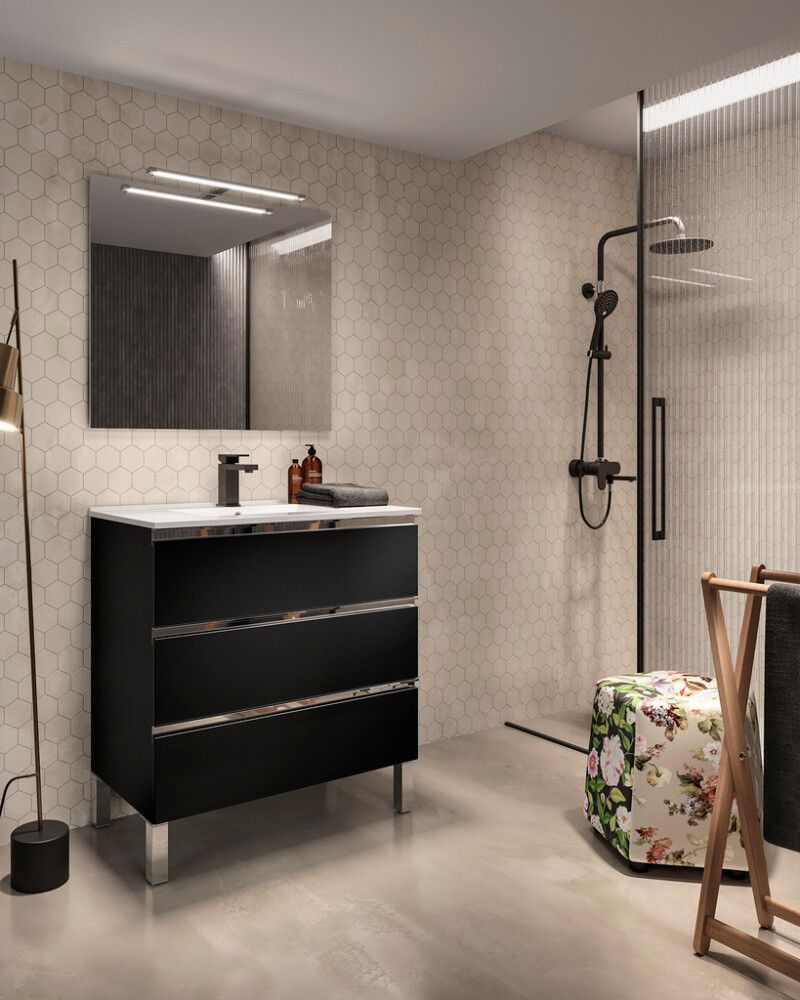 Kylpyhuonekaluste Ordonez Malaga mattamusta 80 cm