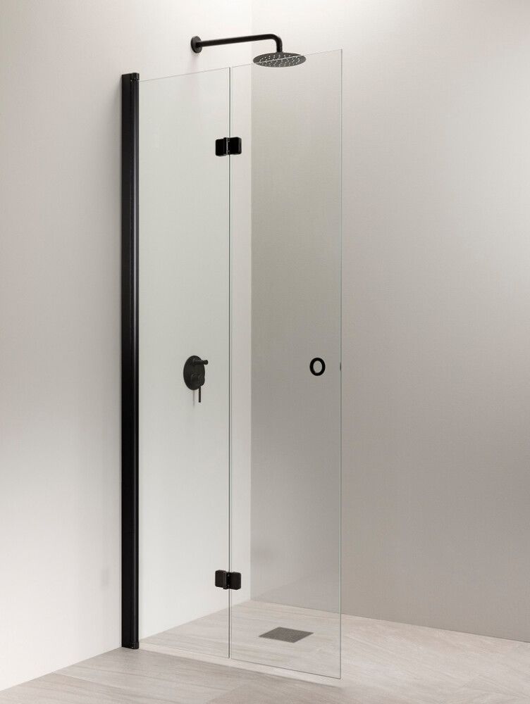 Taittuva suihkuseinä Vihtan Puro 5 rengasvedin kirkas musta