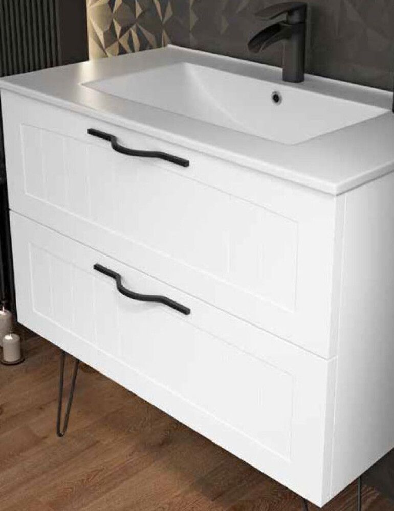 Allaskaappi Ordonez Cottage 60 cm mattavalkoinen + pesuallas