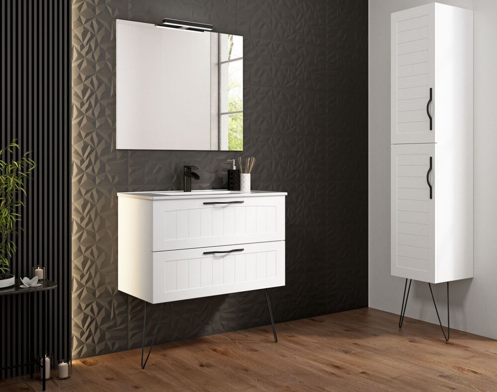 Allaskaappi Ordonez Cottage 80 cm mattavalkoinen + pesuallas