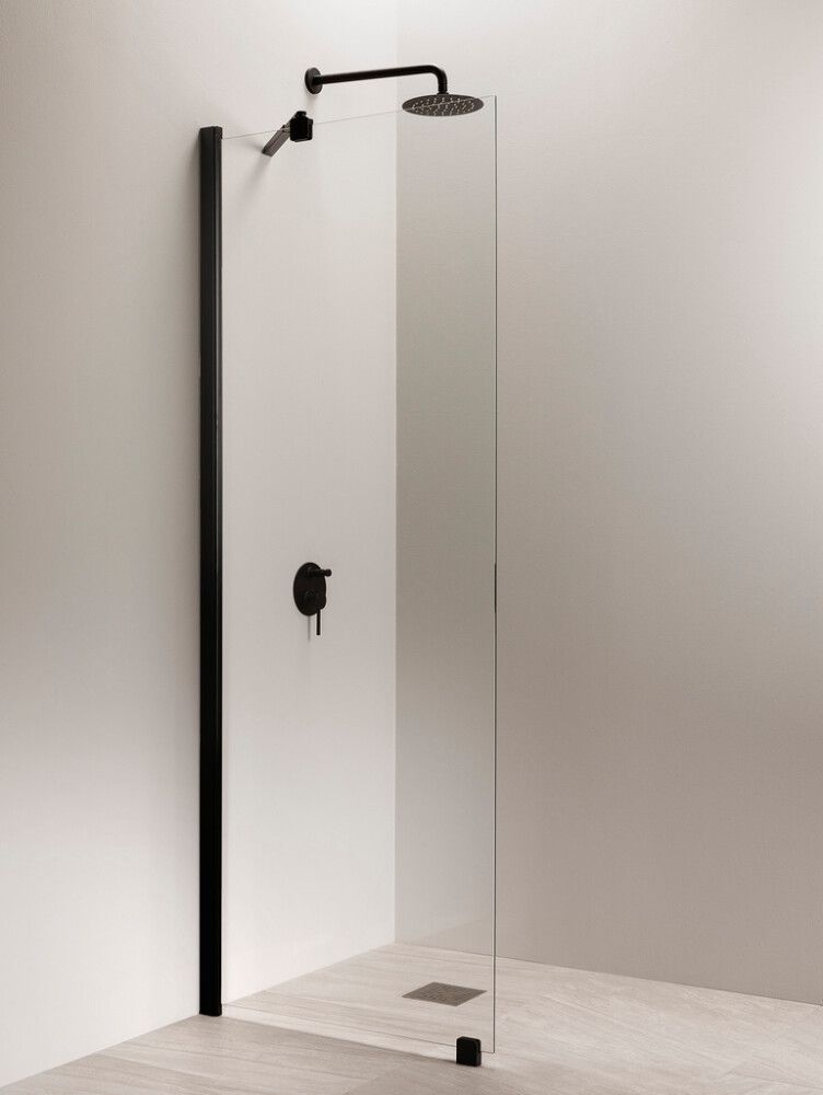 Kiinteä suihkuseinä Vihtan Puro 6 Kirkas Musta