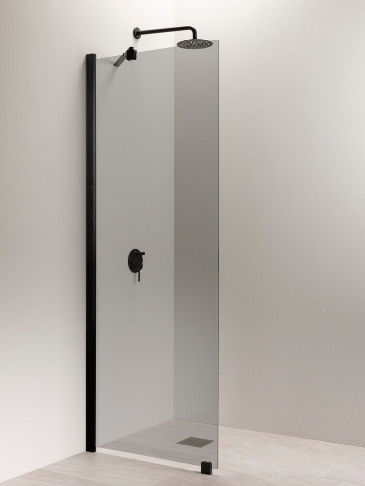 Kiinteä suihkuseinä Vihtan Puro 6 musta/savulasi 203,5 cm