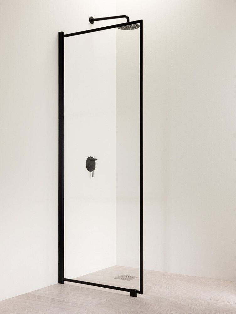 Kiinteä suihkuseinä Vihtan Ruutu 6 musta/kirkas 203,5 cm