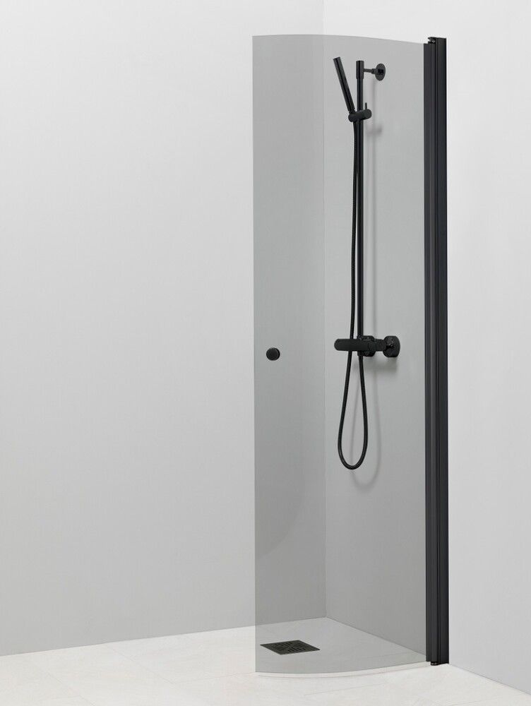 Kääntyvä suihkuseinä Pisara 4 Musta Harmaa lasi