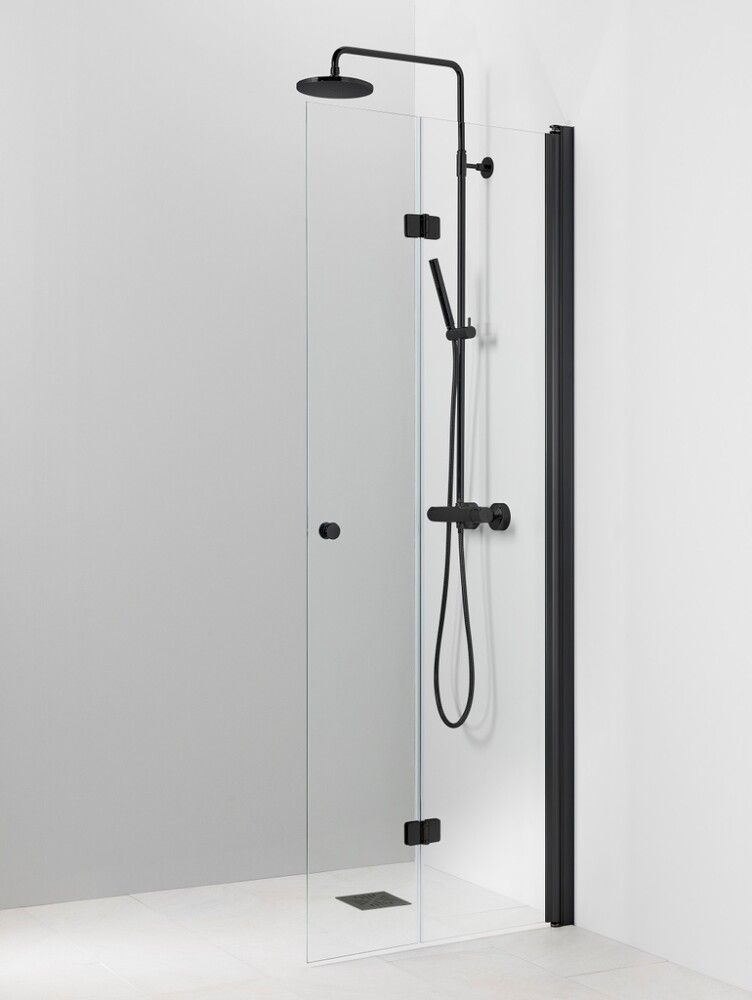 Kääntyvä suihkuseinä Pisara 5 Musta Kirkas lasi