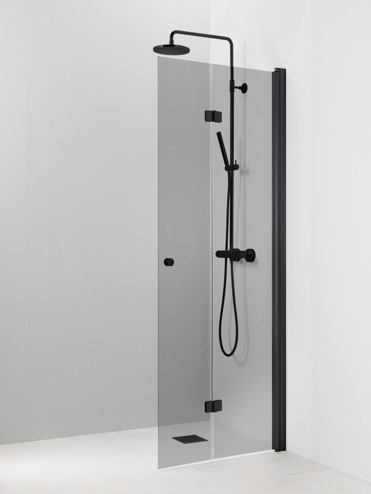 Kääntyvä suihkuseinä Pisara 5 Musta Harmaa lasi