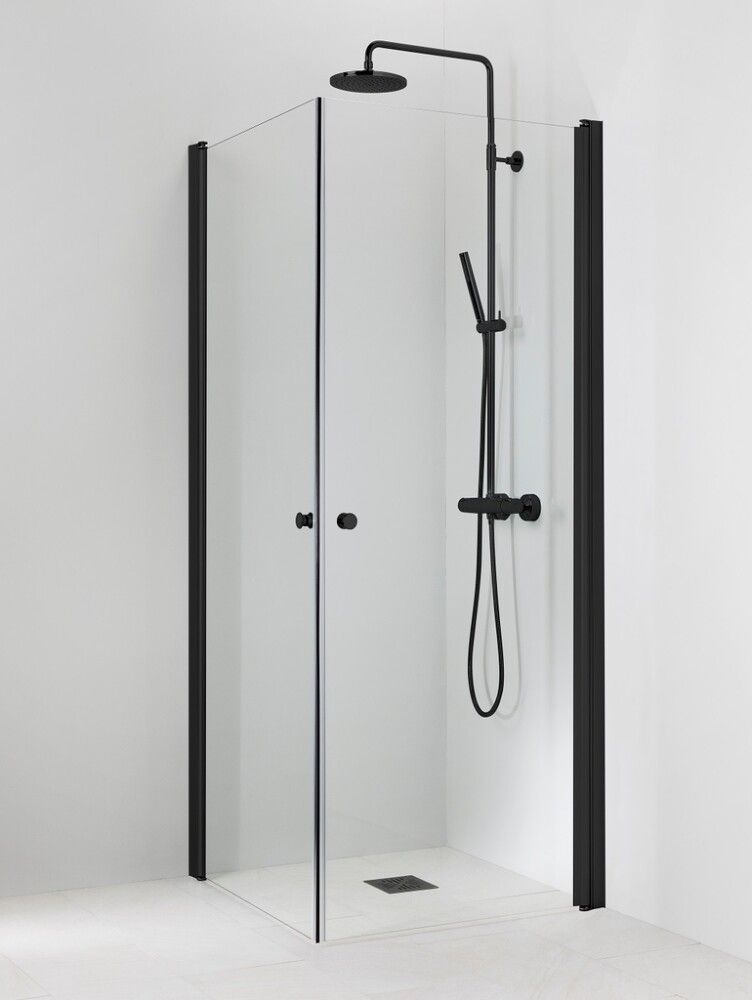 Suihkukulma Vihtan Pisara 3+3 Musta kirkas lasi
