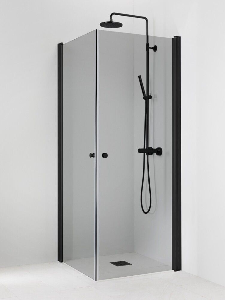 Suihkukulma Vihtan Pisara 3+3 Musta harmaa lasi