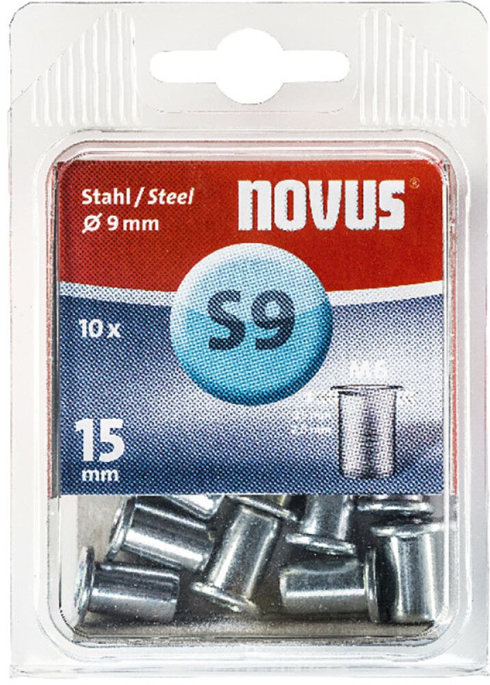 Teräs-Niittimutteri Novus S9 x M6 10 kpl